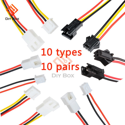 10 pares de 10cm, 15cm, 30cm, SM, 2 pines, 3 pines, conector macho a hembra, Cable de conector JST, Cable de conector para tira LED descendente ► Foto 1/6