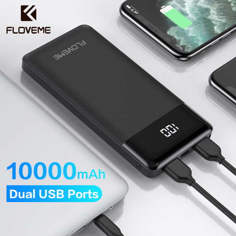 FLOVEME-Banco de energía de 10000mAh con pantalla LED, PowerBank de carga portátil con puertos USB duales, cargador de batería externo para Xiaomi y iPhone ► Foto 1/6