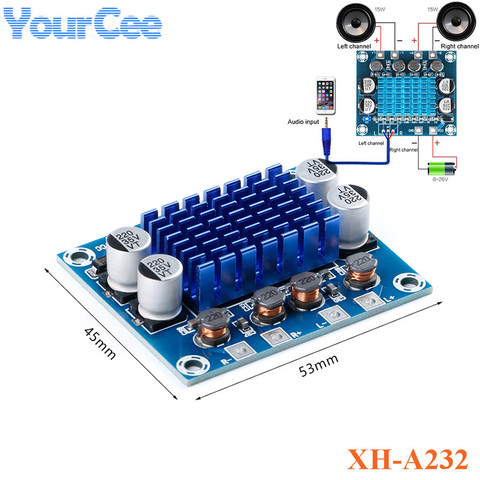 Módulo amplificador de XH-A232, placa amplificadora de potencia de 30W + 30W, 2,0 canales, DC8-26V, 3A, Audio estéreo Digital, tipo D ► Foto 1/6