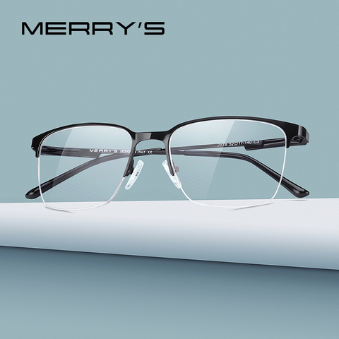 MERRYS-gafas graduadas para miopía para hombre, anteojos con diseño de Montura de gafas de aleación de titanio, Marco óptico, estilo de negocios, S2178 ► Foto 1/6