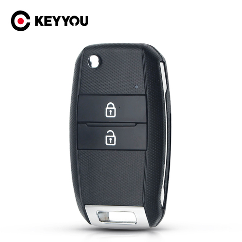 KEYYOU plegable, abatible 2 botones de control remoto clave Shell para Kia K3 K5 coche de sustitución espacios en blanco clave caso Fob cubierta sin cortar HY18 hoja ► Foto 1/6