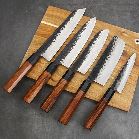 Cuchillos de cocina japoneses profesionales hechos a mano, acero revestido, Nakiri, cuchillo de carnicero, Sushi, cuchillos cortadores de utilidad ► Foto 1/6