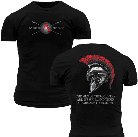 Spartan-Camiseta de algodón para hombres, camisa de manga corta con cuello redondo, casco de combate, Guerrero, Mindset, talla S-3XL ► Foto 1/1