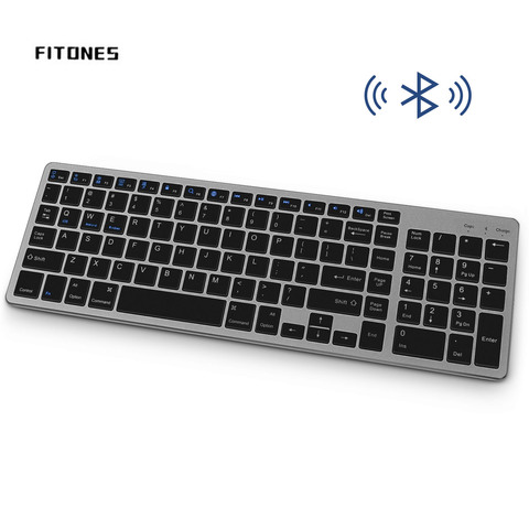 Teclado inalámbrico Bluetooth, diseño fino recargable, teclas de tamaño completo con teclado numérico, para ordenador portátil, PC y Tablet ► Foto 1/6