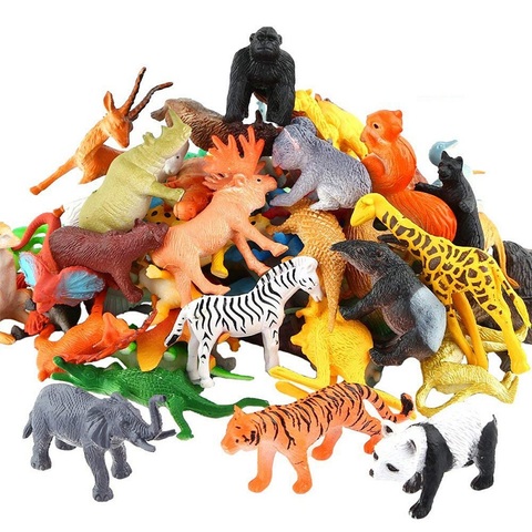 53 unids/set Animal juguete simulación Mini selva dinosaurio modelo salvaje zoológico salvaje de plástico colección niños de acción modelo de juguete ► Foto 1/6