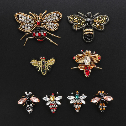 2 uds. De diamantes de imitación 3D hechos a mano con cuentas de abeja, parches para coser bordado de lentejuelas, apliques de cristal, accesorios para ropa, manualidades DIY ► Foto 1/6