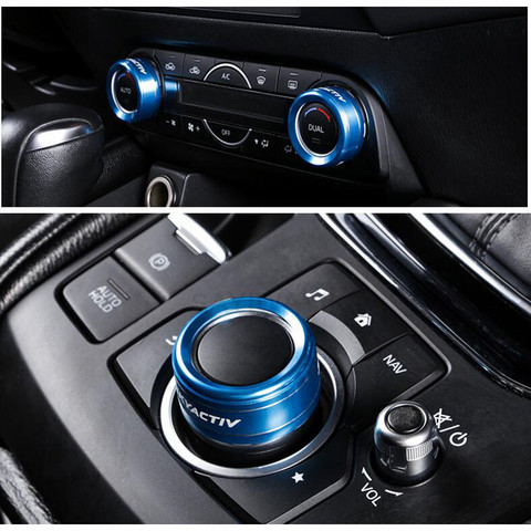 Nuevo aluminio AUX los medios de Control de aire acondicionado cubierta anillo de ajuste para Mazda 3 MAZDA AXELA 6 ATENZA CX-3 CX-4 CX-5 CX-9 coche STYING ► Foto 1/6