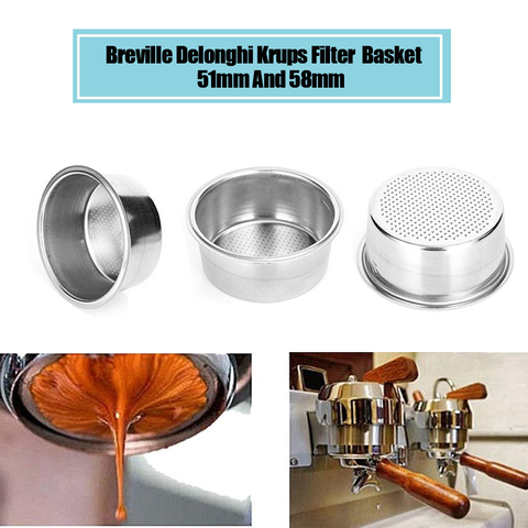 Filtro Krups Breville Delonghi de 51mm y 58mm, taza de filtro de café, cesta de filtro no presurizado, productos de café, accesorios de cocina ► Foto 1/6