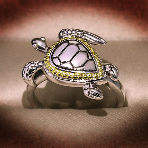Anillo de Plata de Ley 925 con forma de tortuga para hombre y mujer, joyería con diseño de Animal, anillos regalos para bodas ► Foto 1/5