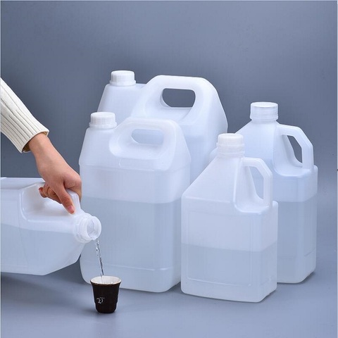 Bidón de plástico de HDPE para agua y aceite, contenedor de 5 litros de líquido de grado alimenticio con tapa, botella de almacenamiento de alcohol, 2 unids/lote ► Foto 1/5