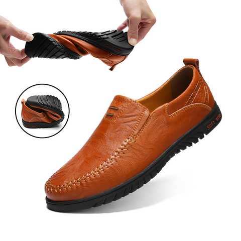 Zapatos de cuero de moda para hombre, calzado informal cómodo, mocasines de alta calidad, talla grande ► Foto 1/6