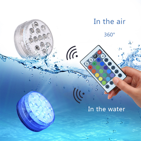 Lámpara subacuática impermeable para jardín, fuente de piscina, Spa, fiesta, baño, Control remoto, 13 cuentas Led ► Foto 1/6