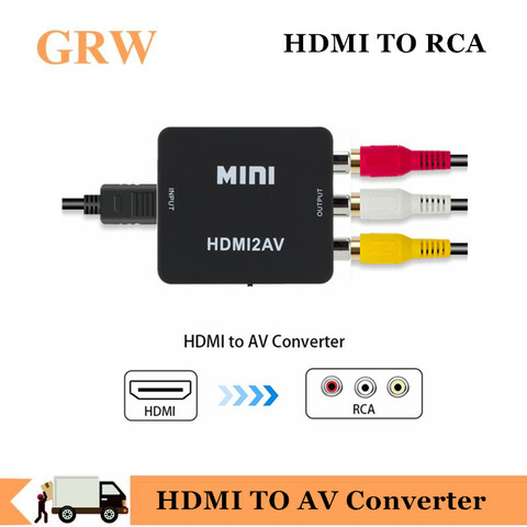 Nueva llegada HDMI a AV convertidor HD caja convertidora de vídeo HDMI a RCA AV/CVSB L/R Video 1080P Mini HDMI a AV compatible con NTSC y PAL ► Foto 1/6