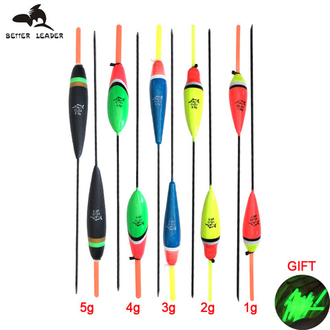 Flotador de pesca, conjunto de flotadores de pesca boya de corcho con luz de Varita luminosa fluorescente, 1g, 2g, 3g, 4g, 5g, 10 Uds. ► Foto 1/6