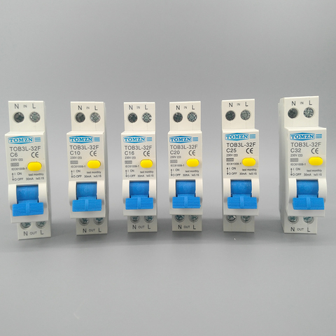 Interruptor automático diferencial de corriente Residual 18MM RCBO 16A 1P + N 6KA con protección contra fugas de sobrecorriente ► Foto 1/6