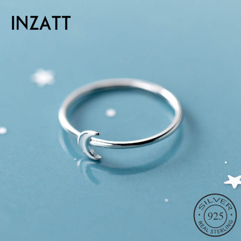 INZATT-Anillo de Luna minimalista para mujer, Plata de Ley 925% auténtica, para fiesta de cumpleaños, clásico bonito, joyería geométrica, accesorios ► Foto 1/4