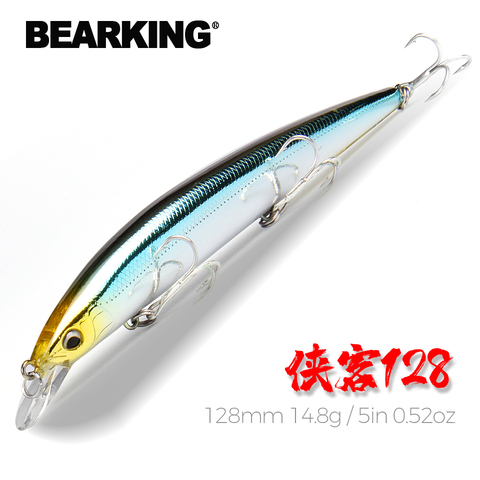 Aparejos de pesca profesionales Bearking al por menor, solo para cebos de pesca en promoción 128mm 14,8g, cebo Minnow. Caliente modelo ► Foto 1/6