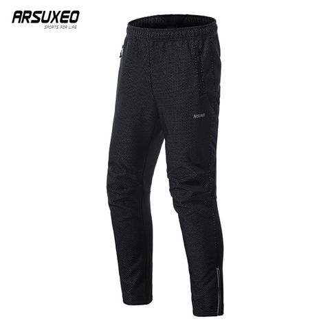 ARSUXEO-pantalones de Ciclismo de lana cálidos para hombre y mujer, a prueba de viento, reflectantes, para deportes de equitación, para bicicleta de montaña ► Foto 1/6