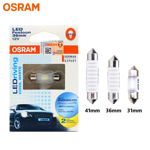 OSRAM LED Festoon 31mm 36mm 41mm C5W LEDriving estándar de 6000K blanco luz LED Interior Lámpara de lectura de placa bombilla (1pc) ► Foto 1/6