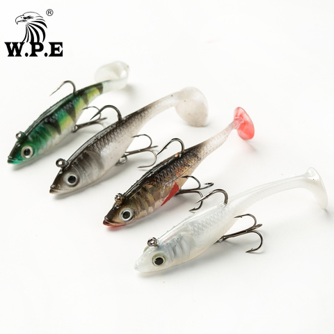 W.P.E-señuelo de cabeza suave de plomo, 8cm/10cm/12cm/14cm, 1 Uds., Swimbait, anzuelo triple y gancho único para pesca de carpa ► Foto 1/6