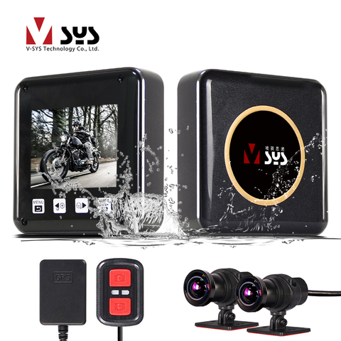 VSYS P6F Pro objetivo doble para motocicleta DVR WiFi Moto Cámara 1080P 170 ° de ángulo ancho pescado diseño de ojos impermeable Moto cámara de salpicadero ► Foto 1/6