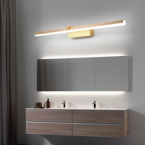 110/240V L40cm 60cm 80cm decoración de Arte Moderno luz led para espejo de baño Oro pulido lámpara de espejo de maquillaje lavabo, iluminación de inodoro ► Foto 1/6