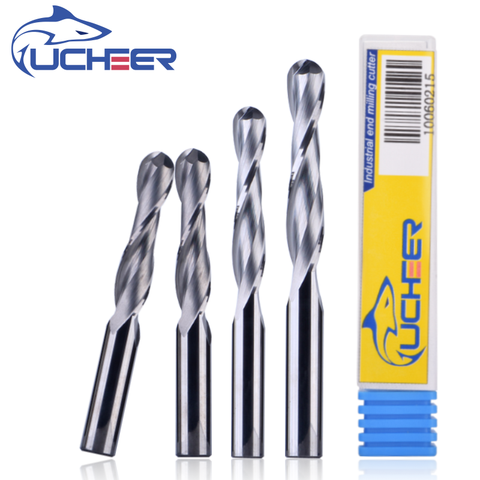 UCHEER-Herramienta de fresado de carburo de tungsteno, brocas de rebajadora de CNC de extremo de espiral de bola para madera, 4mm, 6mm, 2, 1 Uds. ► Foto 1/5