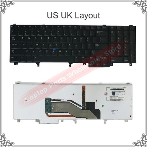 Reemplazo del teclado US UK para Dell Latitude, E5520, E5520M, E5530, E6520, E6530, E6540, negro, con puntero retroiluminado ► Foto 1/6