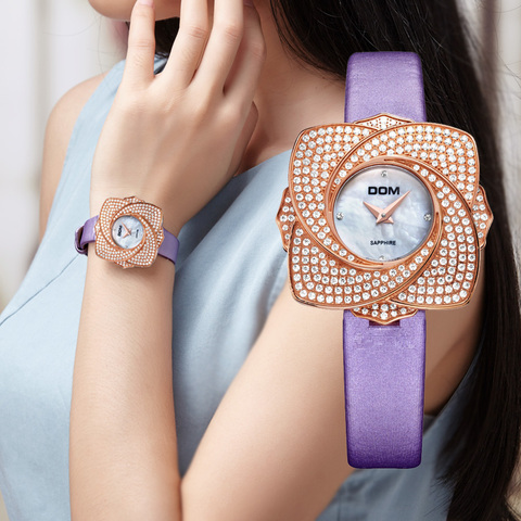 DOM-Reloj de cristal a la moda para mujer y hombre, pulsera de cuero con diseño de esfera único para marca, relojes de cuarzo, accesorio G-637 ► Foto 1/6