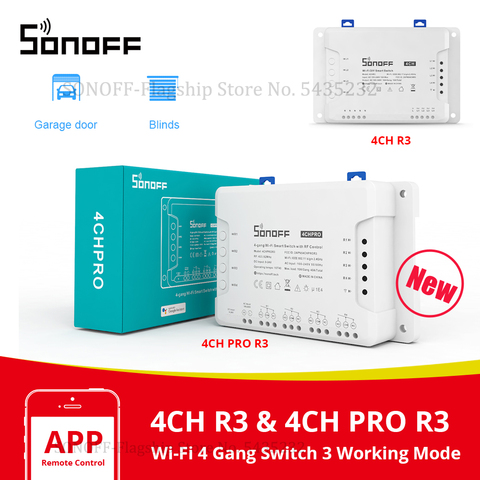 SONOFF-controlador inteligente Itead 4 canales R3/ 4 canales PRO R3, Wifi, 4 entradas, cambio de aplicación, Control por voz, funciona con Alexa ► Foto 1/6