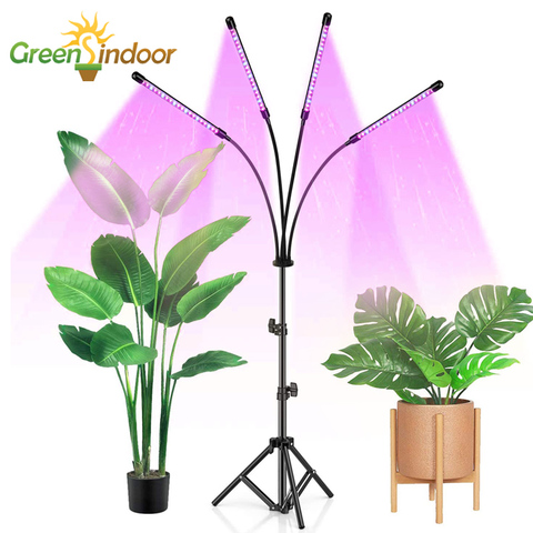 Luz Led de cultivo con trípode de espectro completo, lámpara Phyto para plantas y flores de interior con temporizador y adaptador de corriente ► Foto 1/6