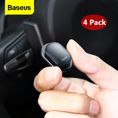 Baseus-Organizador de cables y auriculares para coche, clip de almacenaje, gancho de goma, soporte de autosujección, colgador de llaves en pared, 4 unidades ► Foto 1/6