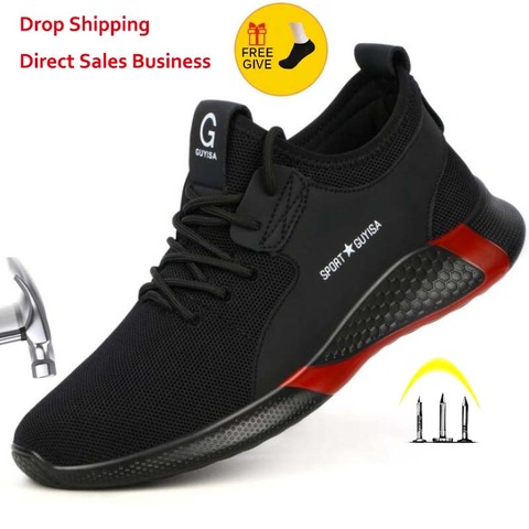 XPUHGM-zapatos de seguridad transpirables para hombre, zapatillas de trabajo ligeras con punta de acero a prueba de perforaciones, zapatos indestructibles de verano ► Foto 1/6