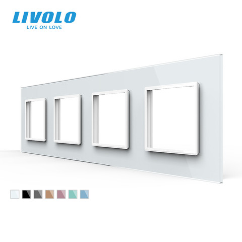 Panel de interruptor de cristal blanco de lujo Livolo, 294mm * 80mm, estándar europeo, Panel de vidrio cuádruple para toma de pared C7-4SR-11 ► Foto 1/5