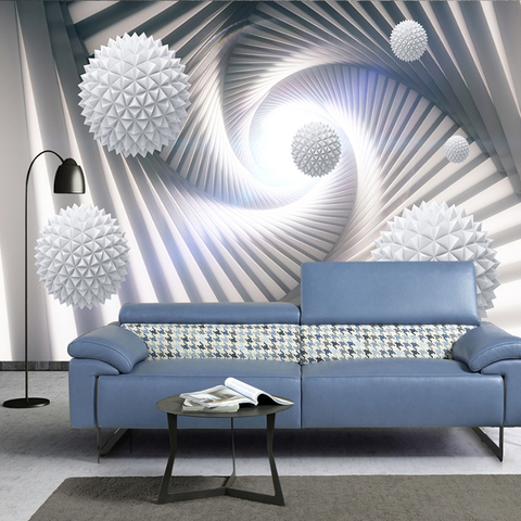 Papel tapiz de pared 3D personalizado para sala de estar, papel tapiz abstracto estereoscópico, bola circular, Mural de papel pintado fotográfico moderno para sala de estar y TV ► Foto 1/6