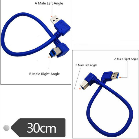 90 grados de ángulo USB 3,0 A macho A USB 3,0 tipo B hombre BM USB3.0 para Cable de escáner de impresora HDD ► Foto 1/5