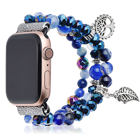 Correa de cuentas para Apple Watch Series 5 4 3 para mujer, pulsera de joyería para IWatch 40/44/38/42mm, correa de Metal y acero ► Foto 1/6