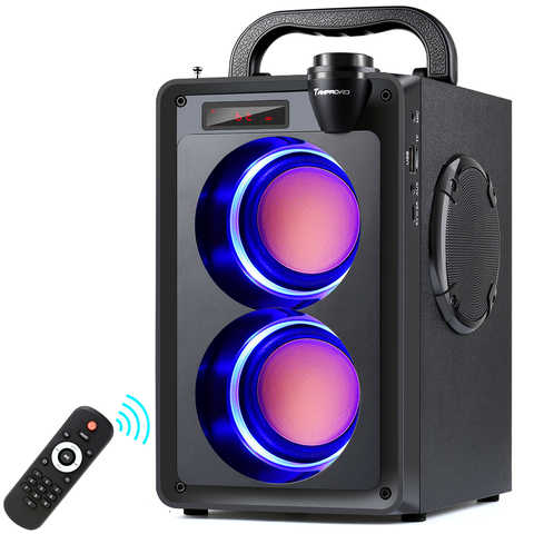 TOPROAD-altavoz portátil inalámbrico con Bluetooth, Subwoofer estéreo de graves, columna de altavoces grandes para fiesta, Control remoto con compatible con Radio FM, 20W ► Foto 1/6