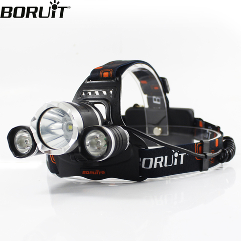 BORUiT-linterna de cabeza para RJ-3000, linterna de cabeza LED de XM-L2, 3000LM, 4 modos, impermeable, recargable vía USB, 18650, para acampar y cazar ► Foto 1/6