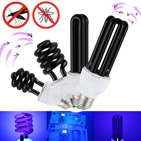 Luz ultravioleta negra lámpara UV 13W-40W E27 220V 12V espiral BLB CFL insectos mosca lámpara señuelo lámpara antimosquitos detección fluorescente ► Foto 1/6