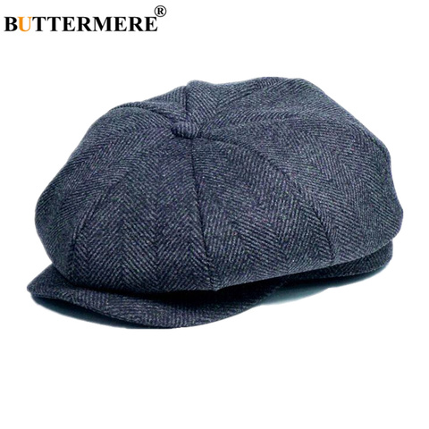 Mariposa mere-gorro de lana con diseño de espiga para hombre, gorro plano de lana de Tweed, Estilo Vintage británico, para Otoño e Invierno ► Foto 1/6