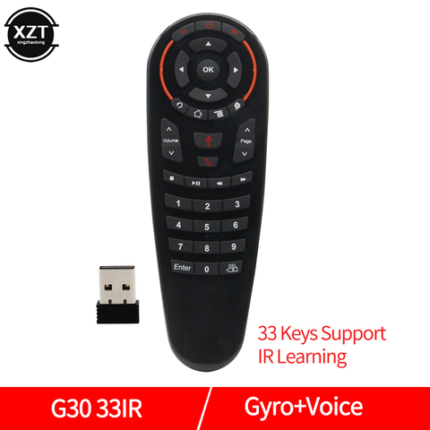 Giroscopio inalámbrico G30S 2,4G, Air Mouse, 33 teclas, IR, aprendizaje, Control remoto por voz inteligente, para X96 mini H96 MAX, Android Box ► Foto 1/6