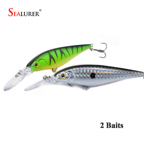 2 uds calidad 11cm 10,5g cebo duro Minnow Señuelos de Pesca lubina agua dulce y salada Señuelos de Pesca 6 gancho cebo Artificial para Pesca Spinners ► Foto 1/6