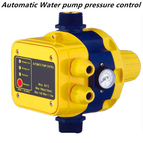 Interruptor de presión de bomba de agua automática, controlador eléctrico con manómetro, accesorios para el hogar ► Foto 1/6