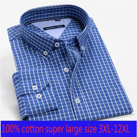 Nueva llegada de primavera-otoño para hombre, camisas formales de manga larga de algodón de 100% Extra grande, de talla grande 3XL-7XL 8XL 9XL 10XL 12XL ► Foto 1/6