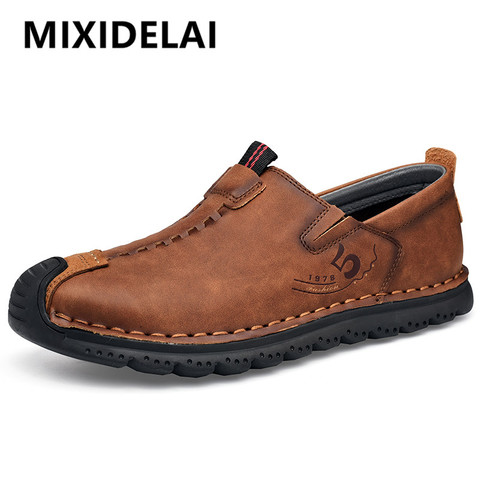 Zapatos informales de cuero partido para hombre, mocasines de conducción de alta calidad a la moda, sin cordones, planos, talla grande, novedad ► Foto 1/6