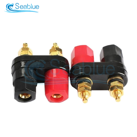 2 pares de enchufes de Banana de calidad par terminales Rojo Negro amplificador de conector Terminal vinculante poste conector tipo Banana para altavoz Jack ► Foto 1/5