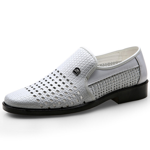 Zapatos de vestir blancos para hombre, zapatos italianos de cuero genuino, formales, calados, clásicos, 635 ► Foto 1/6