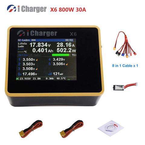 ICharger X6 800W 30A cargador balanceador de batería inteligente descargador para 6s Lipo Lilo vida LiHv LTO NiZn Pb batería ► Foto 1/6