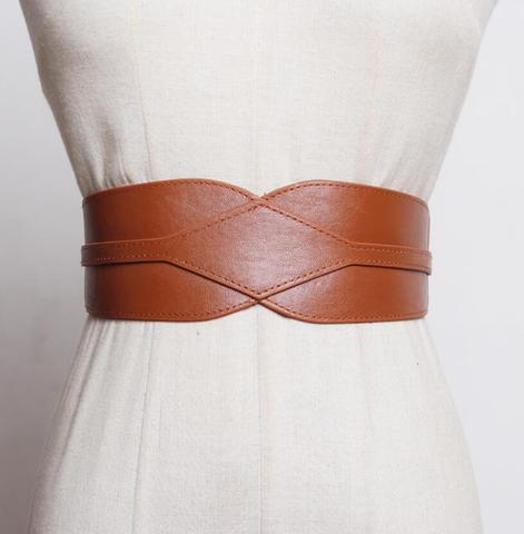 Cinturones elásticos de piel sintética para mujer, corsés de vestir para mujer, cinturones de decoración, cinturón ancho R2561 ► Foto 1/6